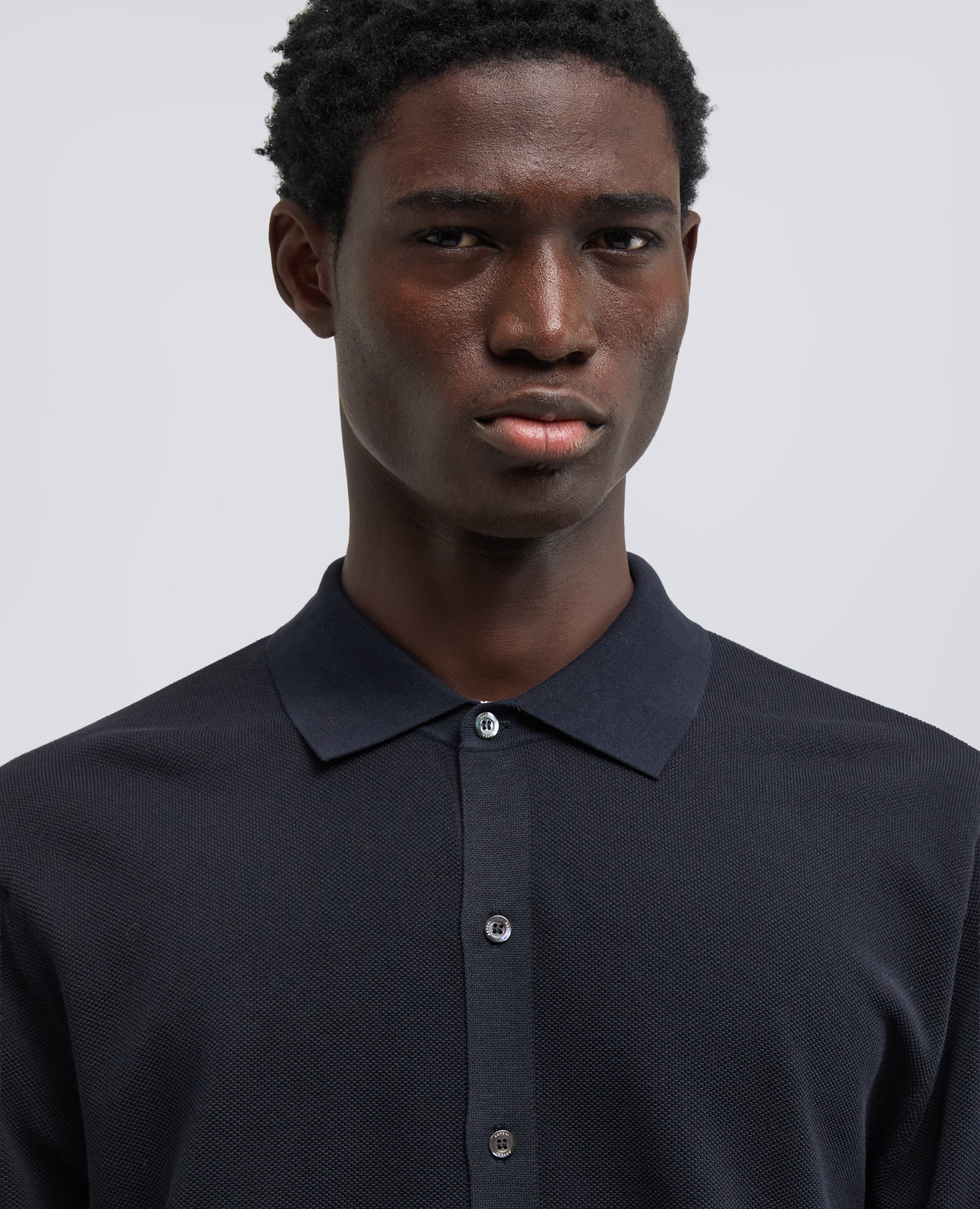 CAMICIA IN COTONE PUNTO PIQUET TINTO CAPO-NAVY-NAVY-AZUL MARINO-NAVY-NAVY