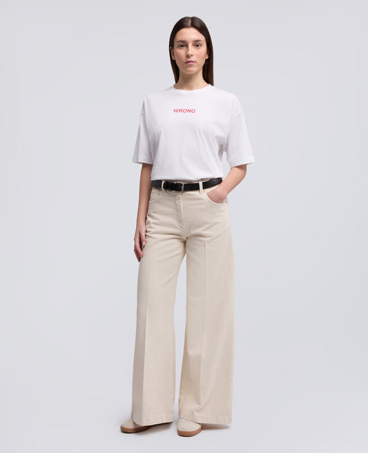 T-SHIRT IN JERSEY DI COTONE CON STAMPA "WRONG"-BIANCO-WHITE-BLANCO-WEISS-BLANC