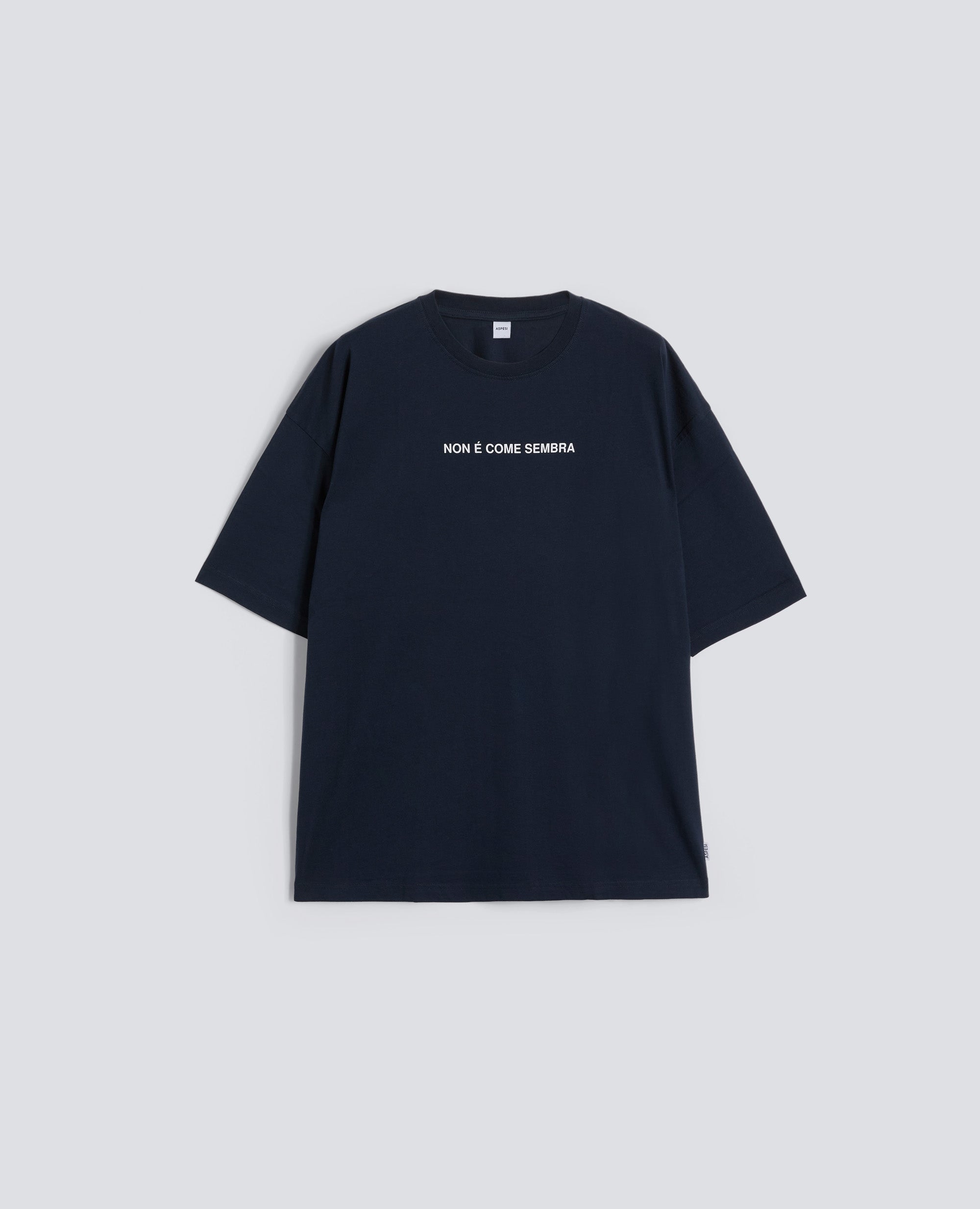 T-SHIRT IN JERSEY DI COTONE CON STAMPA "NON E COME SEMBRA"-NAVY-NAVY-AZUL MARINO-NAVY-NAVY