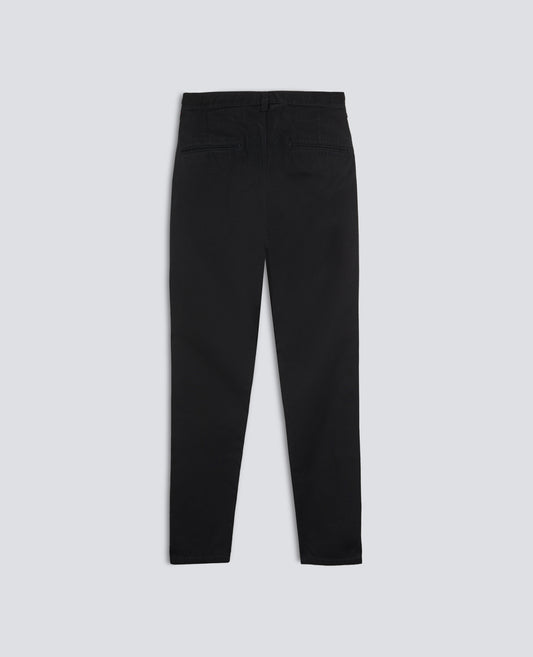 PANTALONE CHINO IN GABARDINA DI COTONE E LINO-NERO-BLACK-NEGRO-SCHWARZ-NOIR