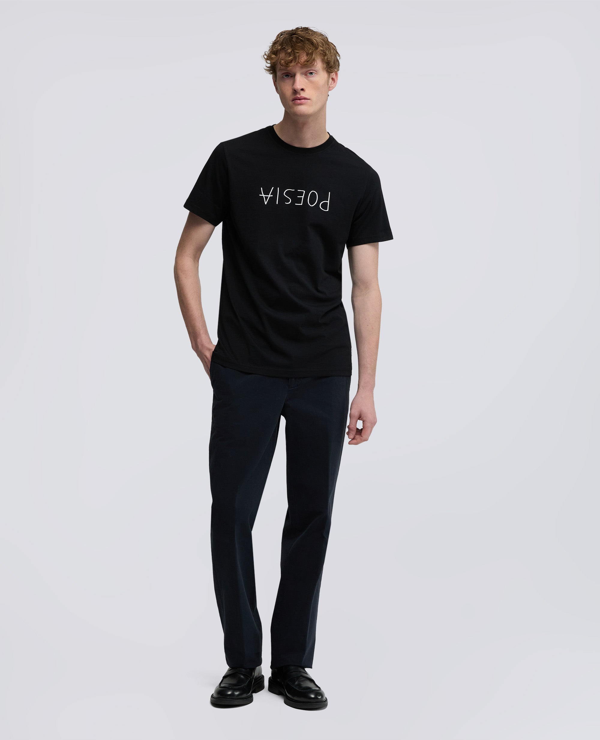 T-SHIRT IN JERSEY DI COTONE CON STAMPA - POESIA-NERO-BLACK-NEGRO-SCHWARZ-NOIR