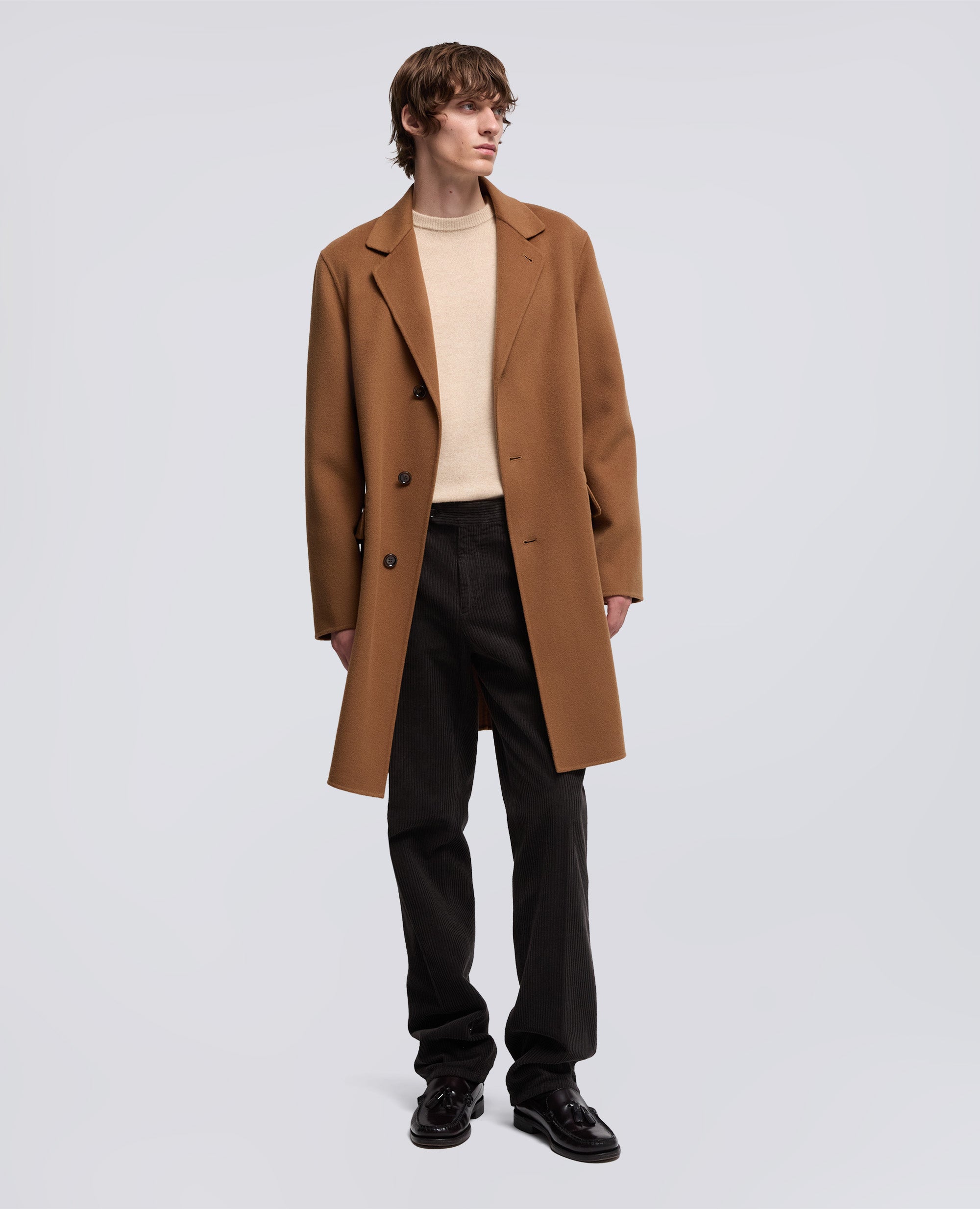 CAPPOTTO FRANZ IN DOUBLE DI LANA-CAMMELLO-CAMEL-CAMELLO-KAMEL-CAMEL