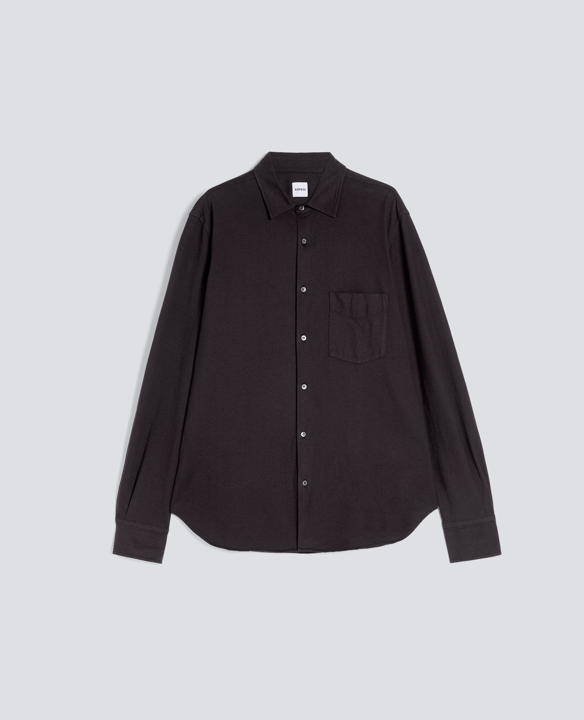 CAMICIA IN JERSEY VELLUTATO-TESTA DI MORO-DARK BROWN-MARR¢N OSCURO-DUNKELBRAUN-TETE-DE-MAURE