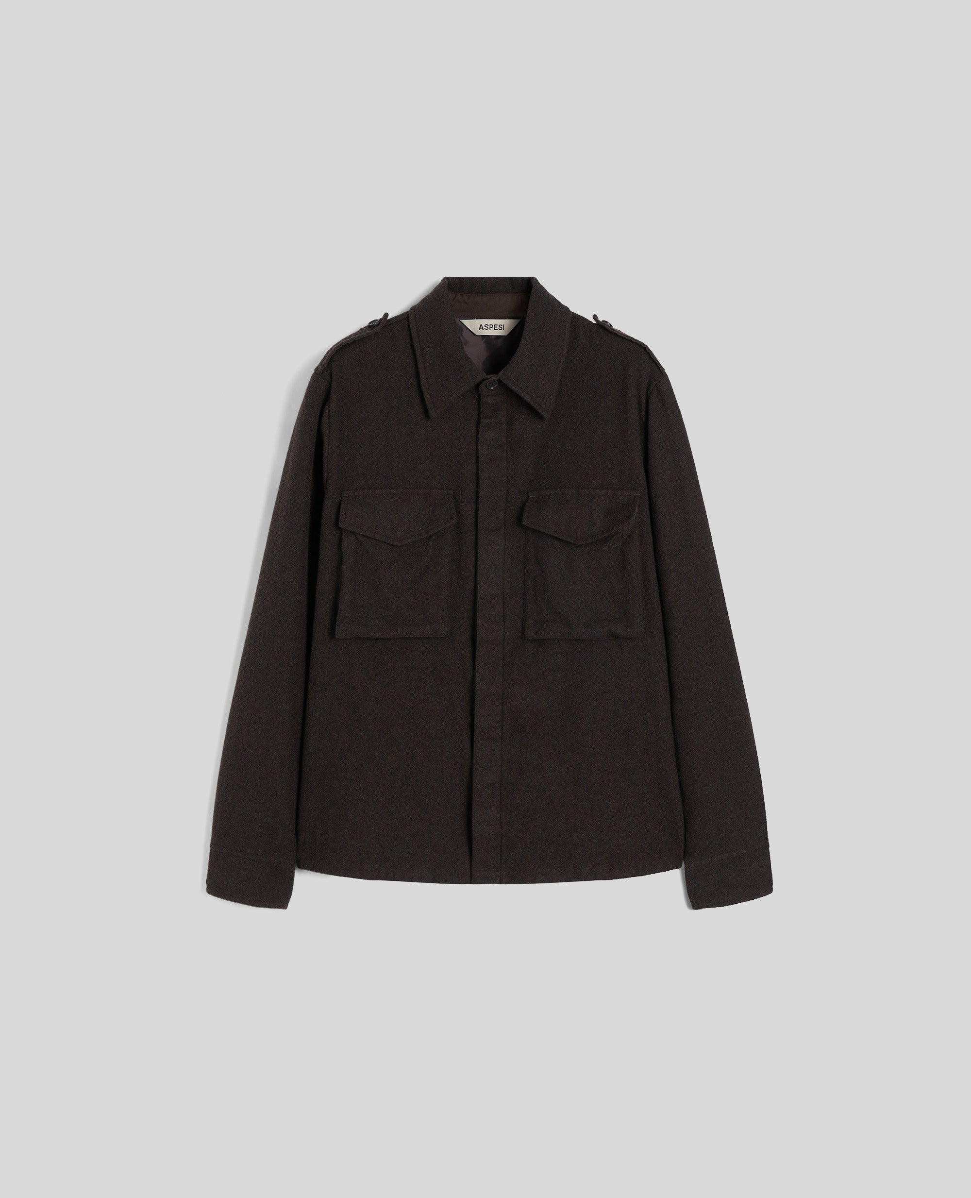 CAMICIA FIELD SHIRT IN FLANELLA-MARRONE-BROWN-MARR¢N-BRAUN-MARRON