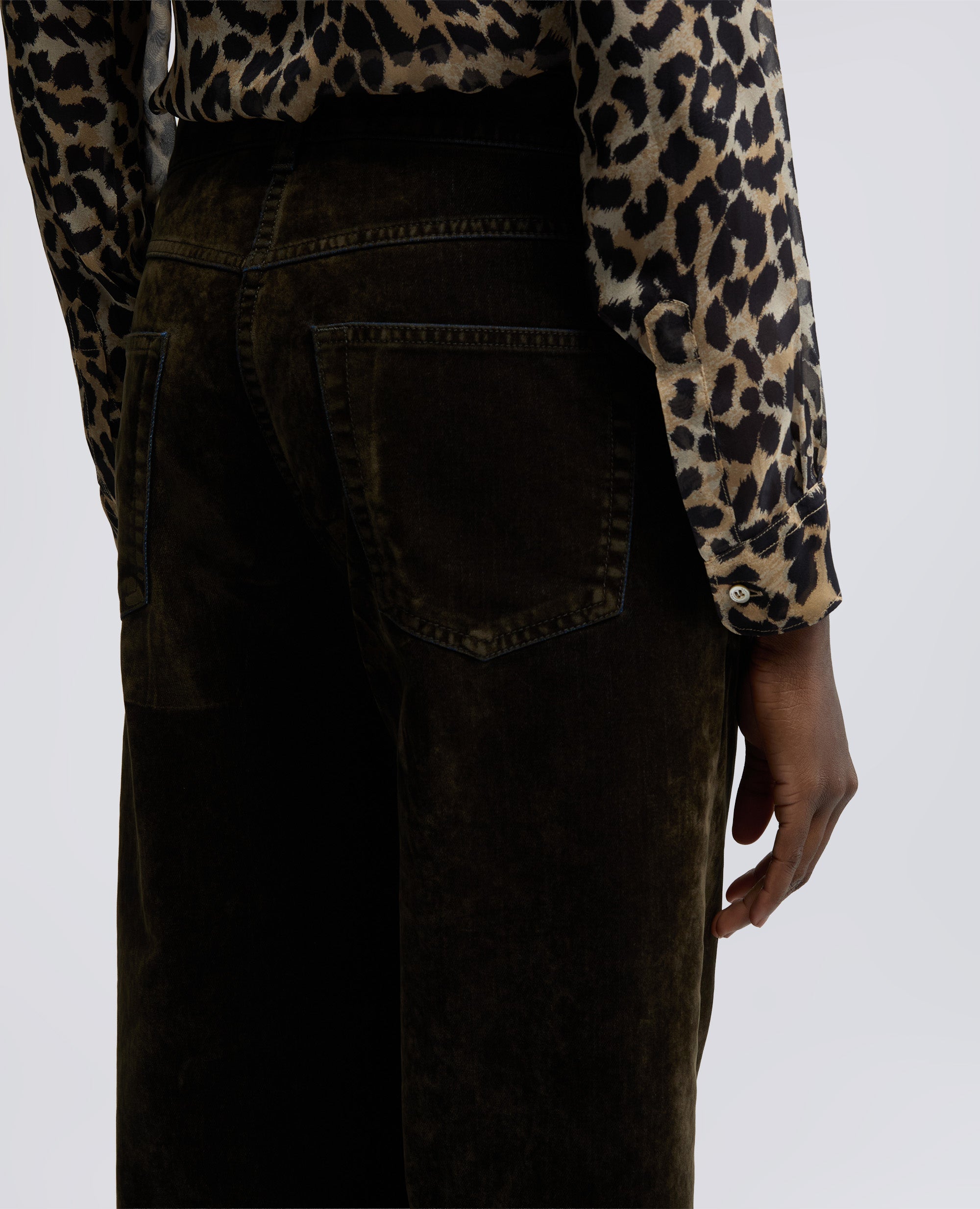 PANTALONE IN DENIM FLOCCATO DELAVE-MILITARE-MILITARY-MILITAR-MILITAR-MILITAIRE