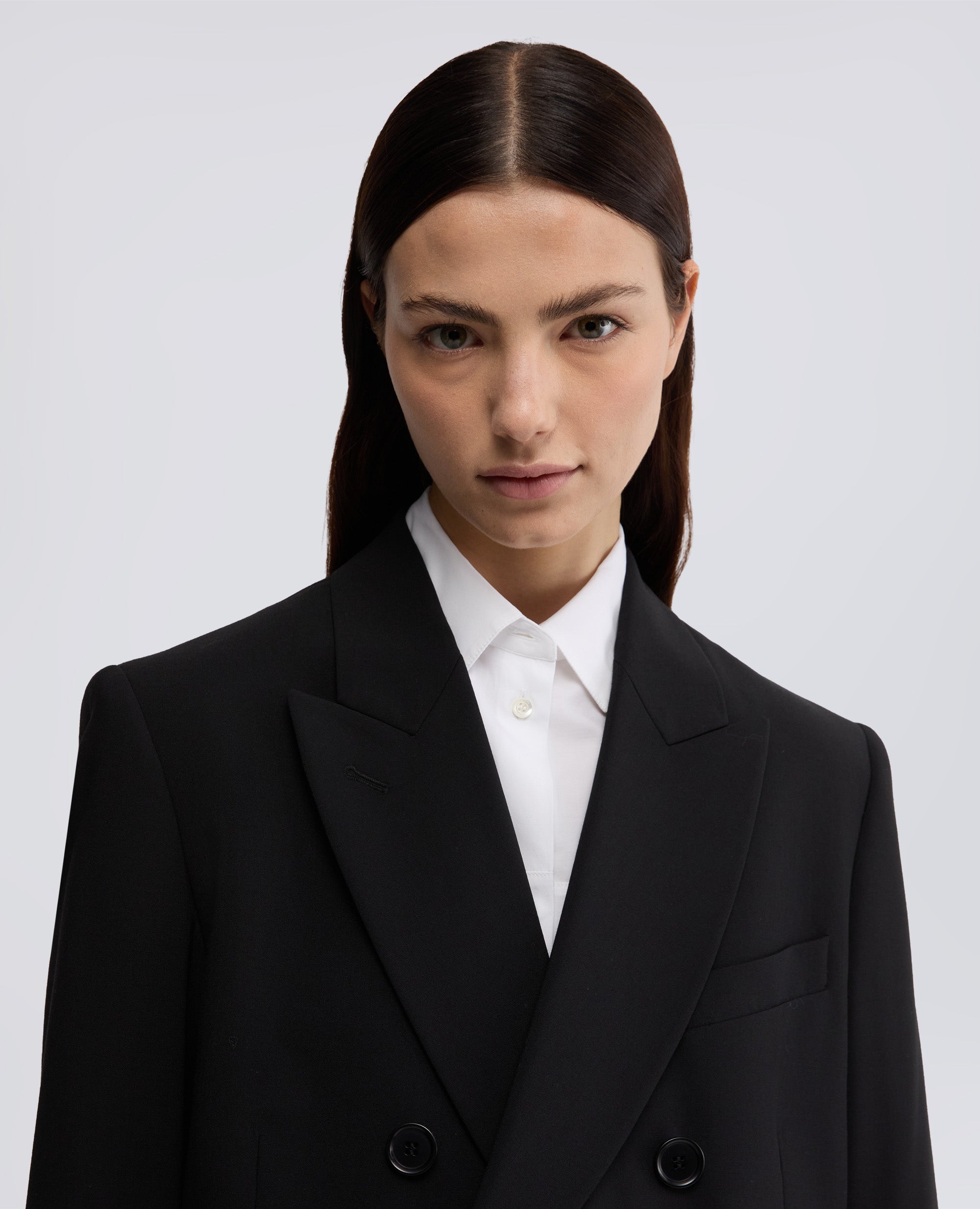 GIACCA DOPPIOPETTO IN FLANELLA-NERO-BLACK-NEGRO-SCHWARZ-NOIR