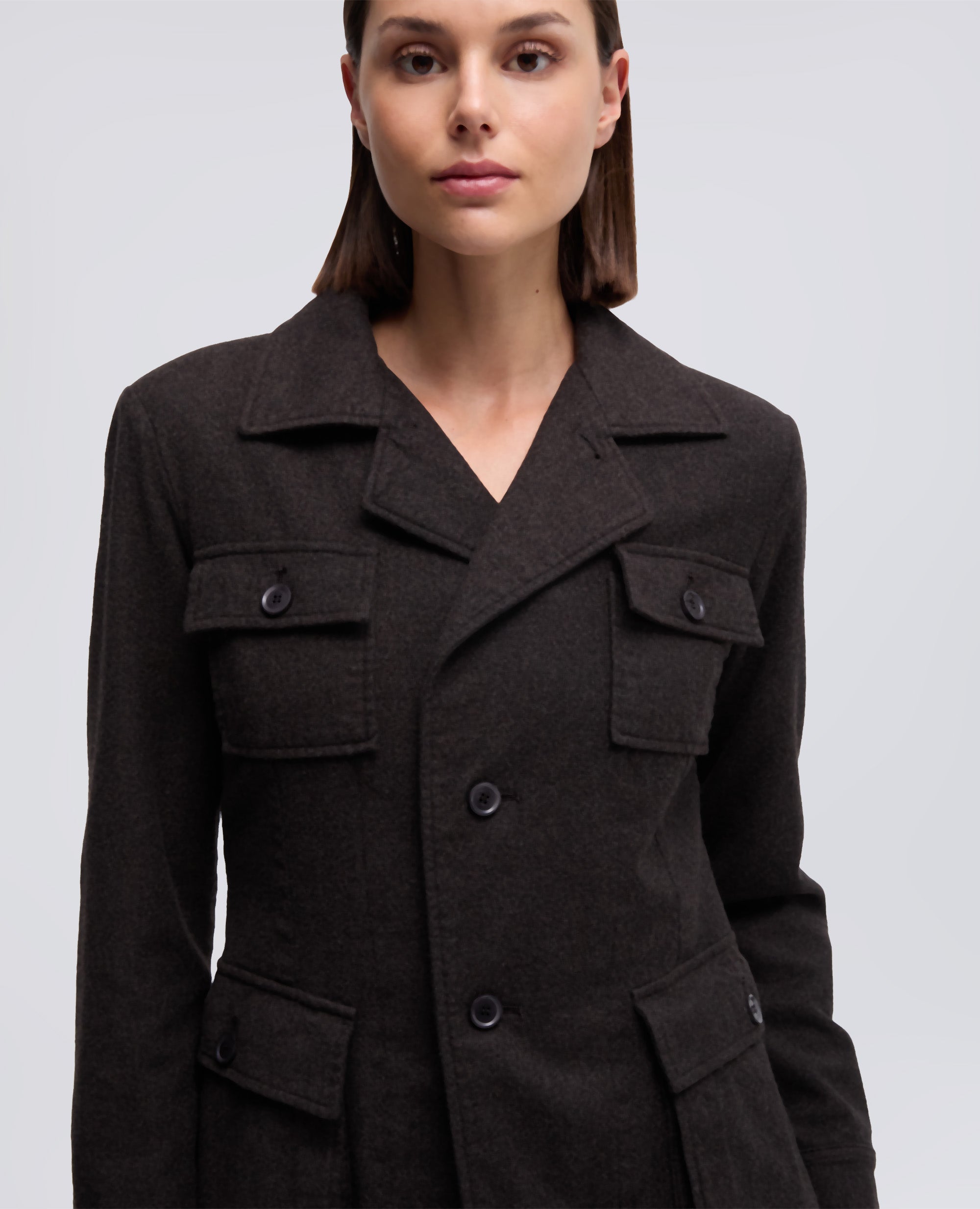 GIACCA MONOPETTO IN FLANELLA-MARRONE-BROWN-MARR¢N-BRAUN-MARRON