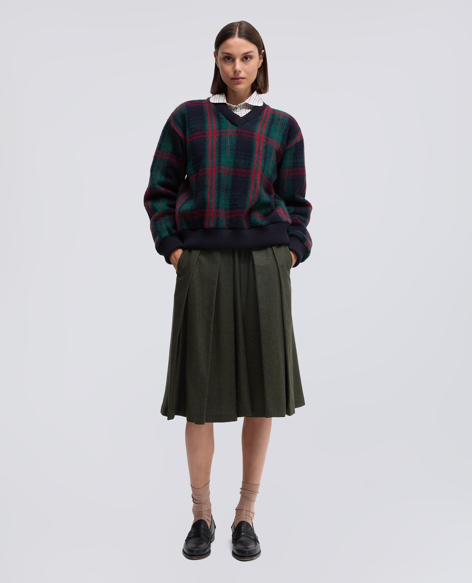 GONNA MIDI IN FLANELLA-MILITARE-MILITARY-MILITAR-MILITAR-MILITAIRE