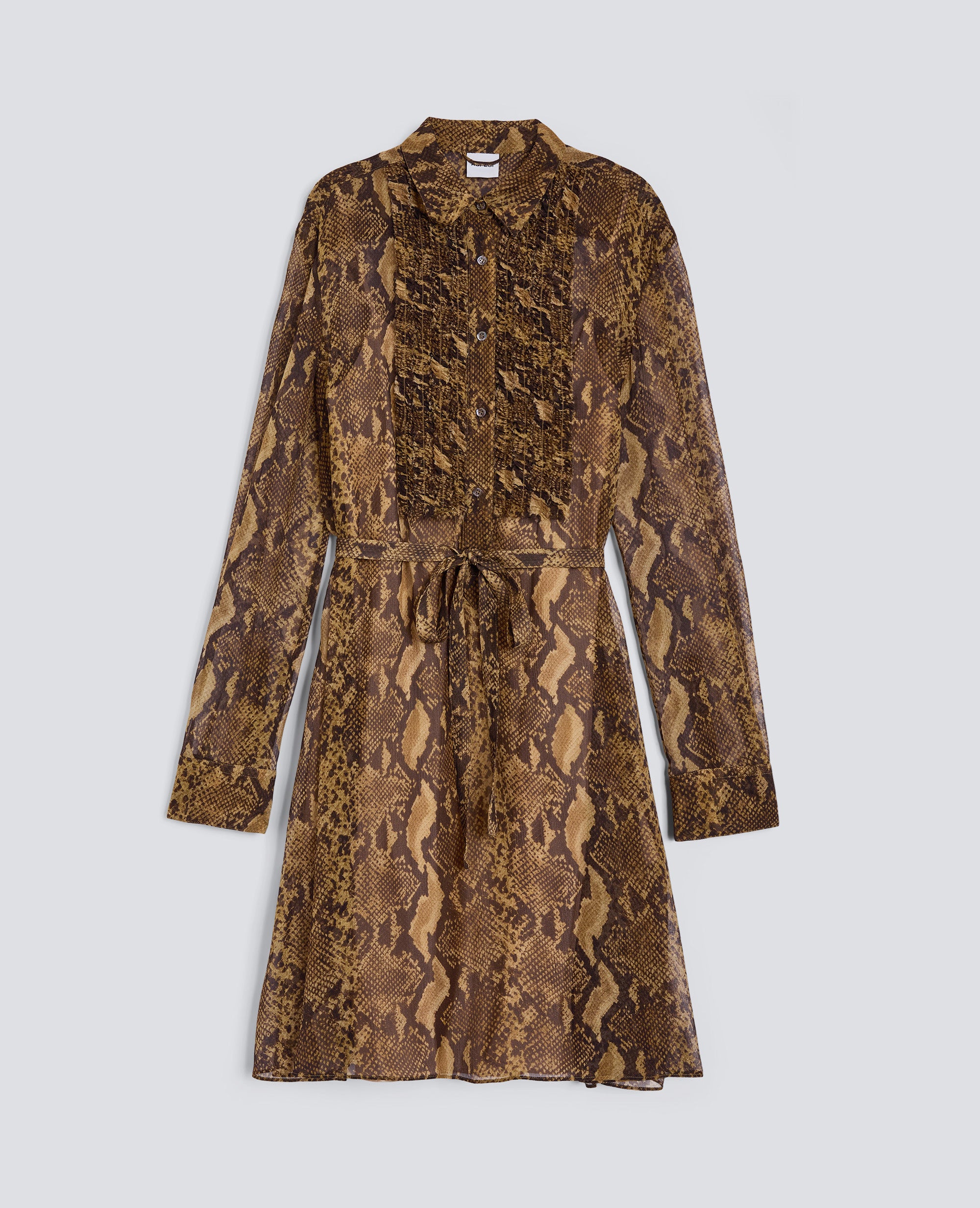 ABITO CHEMISIER IN CREPON DI SETA-MARRONE-BROWN-MARR¢N-BRAUN-MARRON