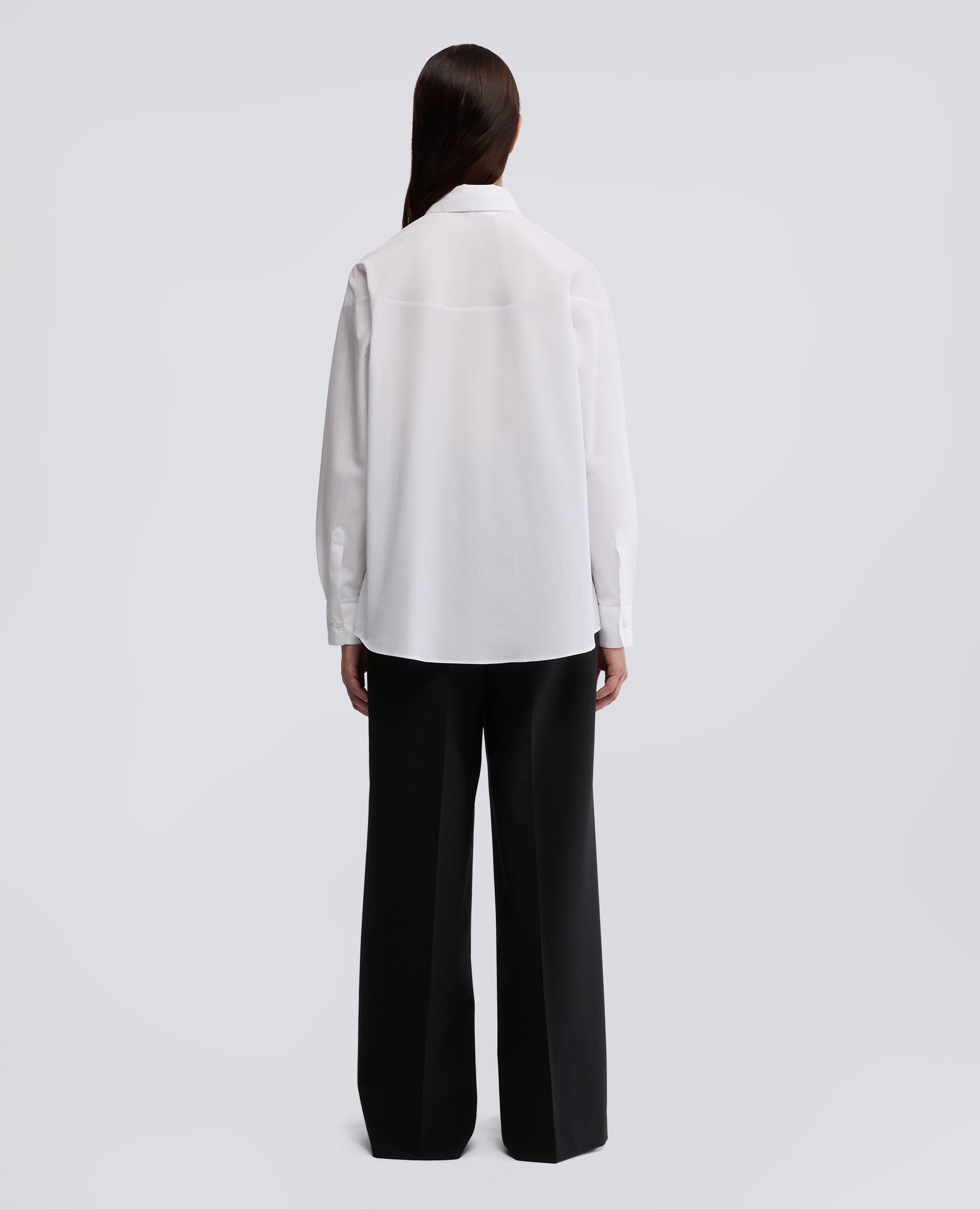 CAMICIA IN POPELINE DI COTONE-BIANCO-WHITE-BLANCO-WEISS-BLANC