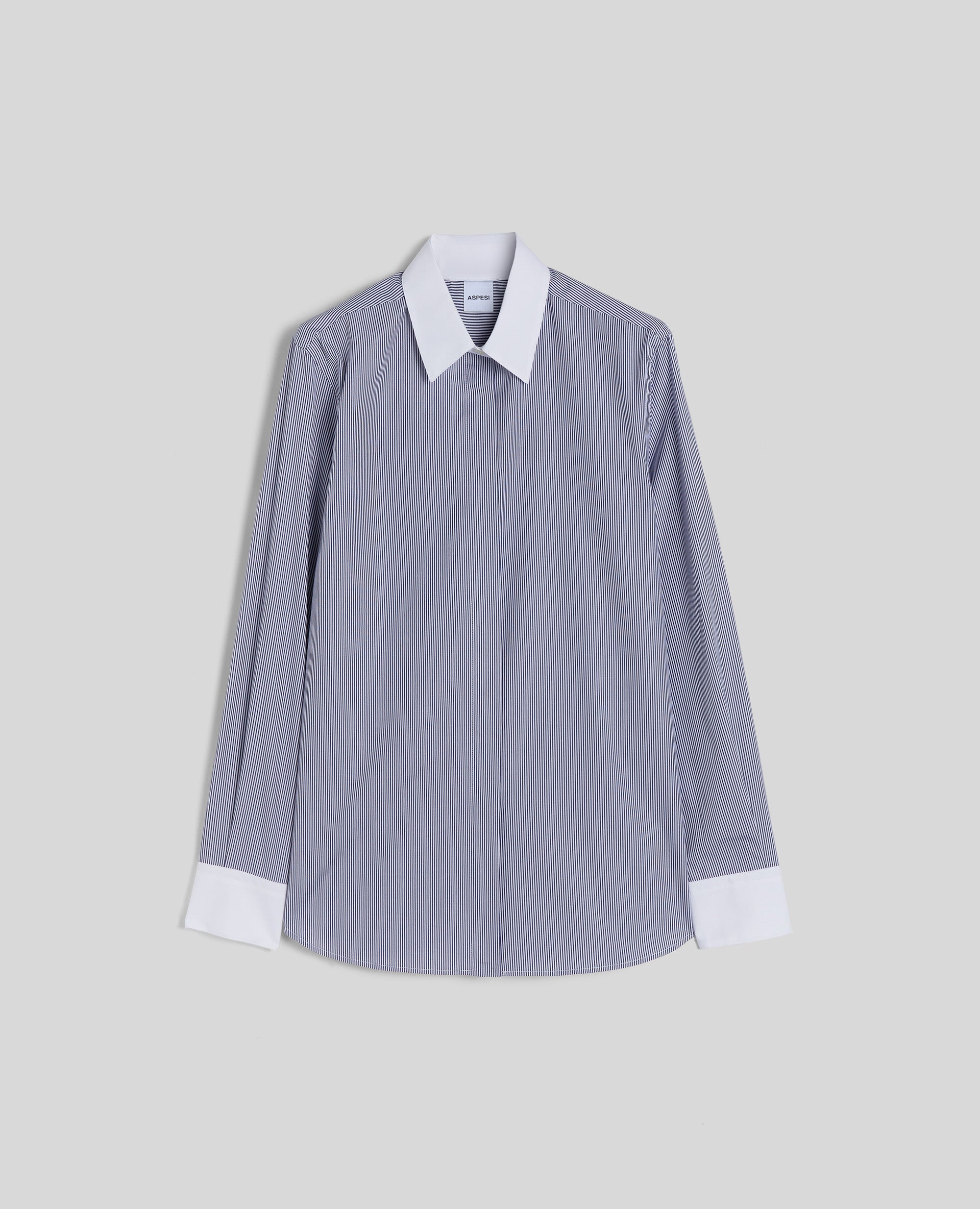CAMICIA IN PIN POINT DI COTONE-RIGHE BLU-RIGHE BLU-RIGHE BLU-RIGHE BLU-RIGHE BLU