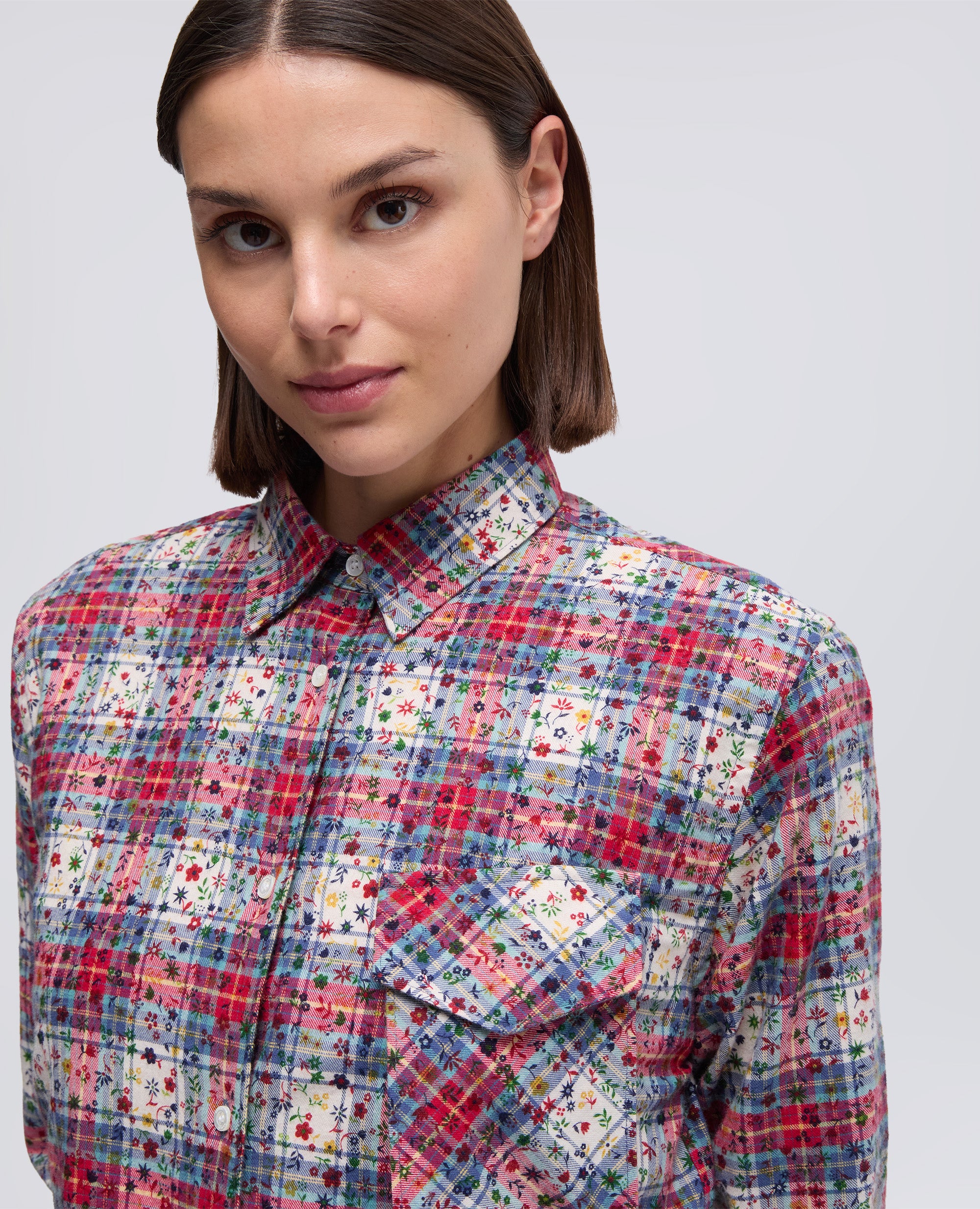 CAMICIA IN TWILL DI FLANELLA-MULTICOLOR-MULTICOLOR-MULTICOLOR-MULTICOLOR-MULTICOLOR