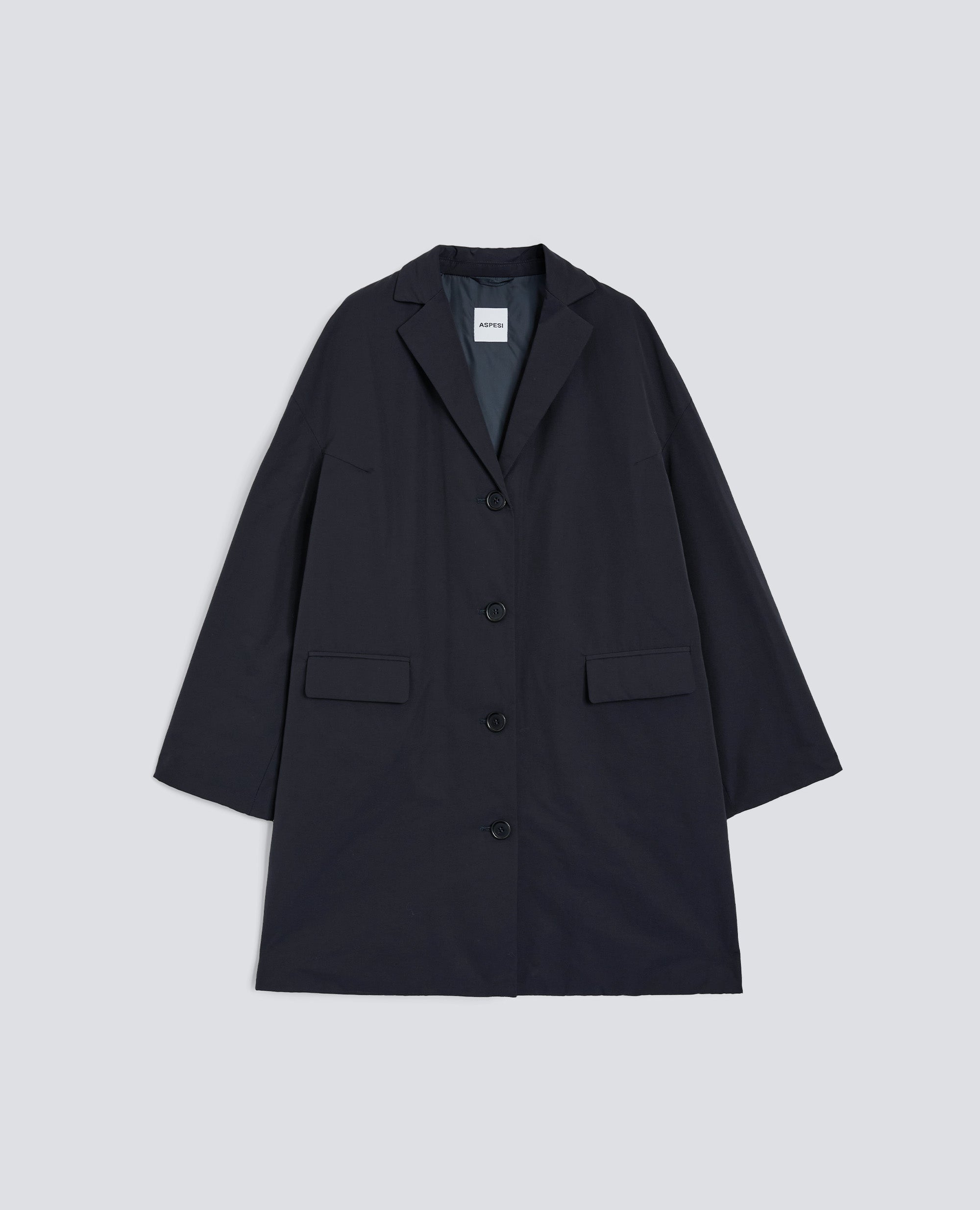 CAPPOTTO CEDRATA IN TELA DI MISTO COTONE-NAVY-NAVY-AZUL MARINO-NAVY-NAVY