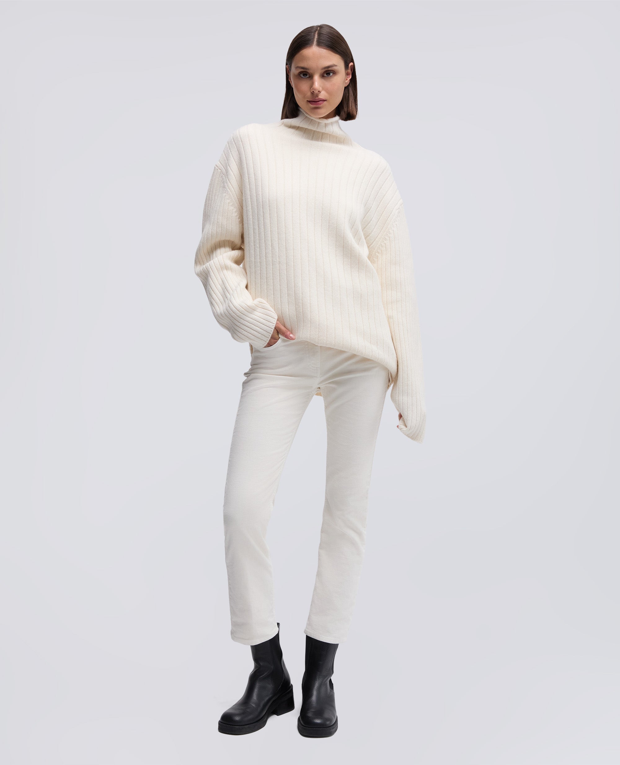 MAGLIA DOLCEVITA IN LANA SUPER GEELONG-BIANCO-WHITE-BLANCO-WEISS-BLANC