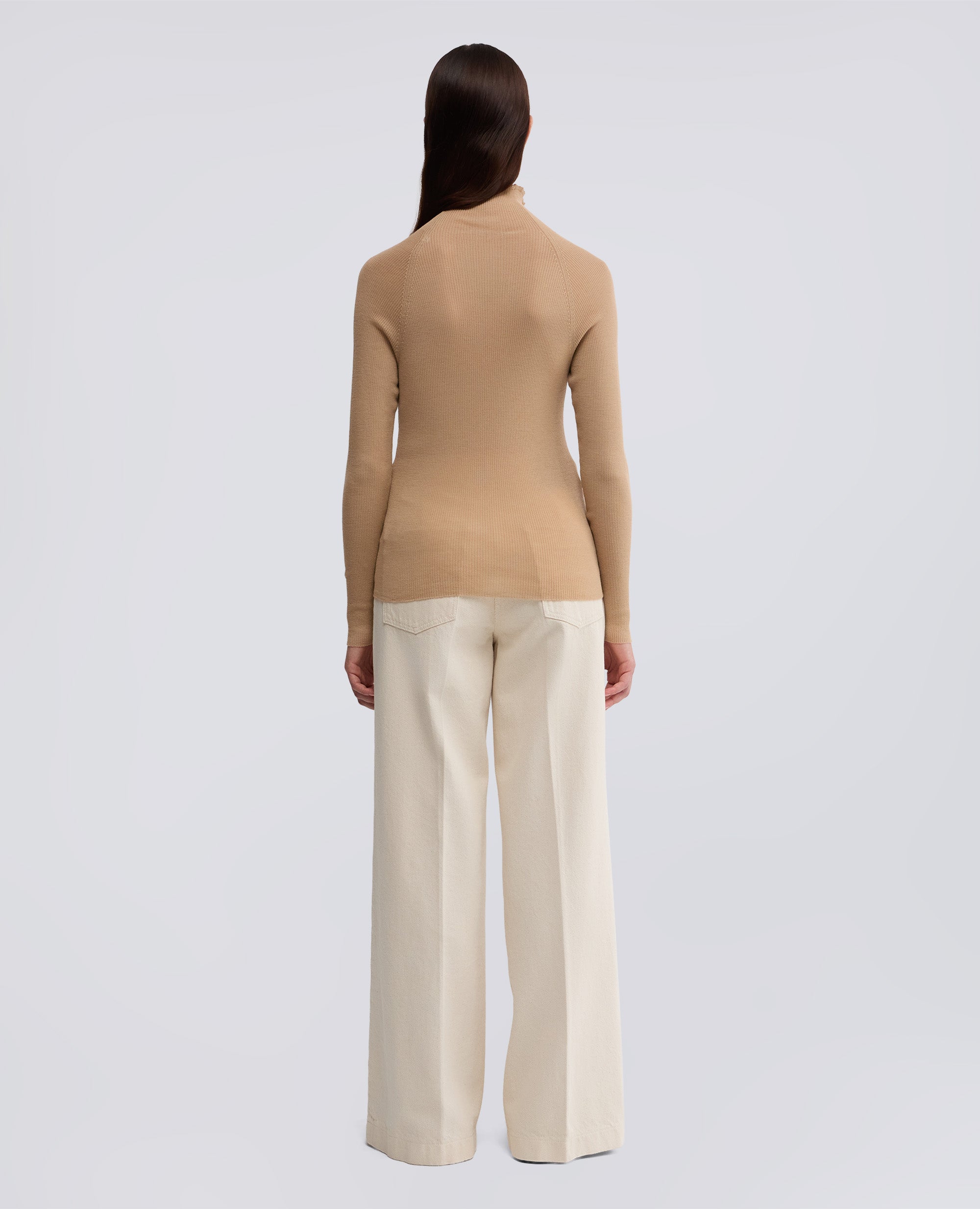 MAGLIA IN LANA MERINO A COSTINE-CAMMELLO-CAMEL-CAMELLO-KAMEL-CAMEL