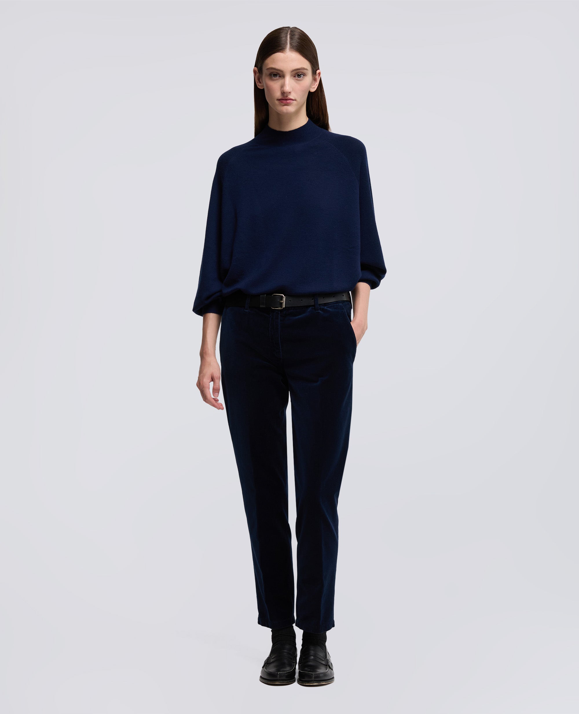 MAGLIA DOLCEVITA IN LANA MERINO-BLU-BLUE-AZUL-BLAU-BLEU