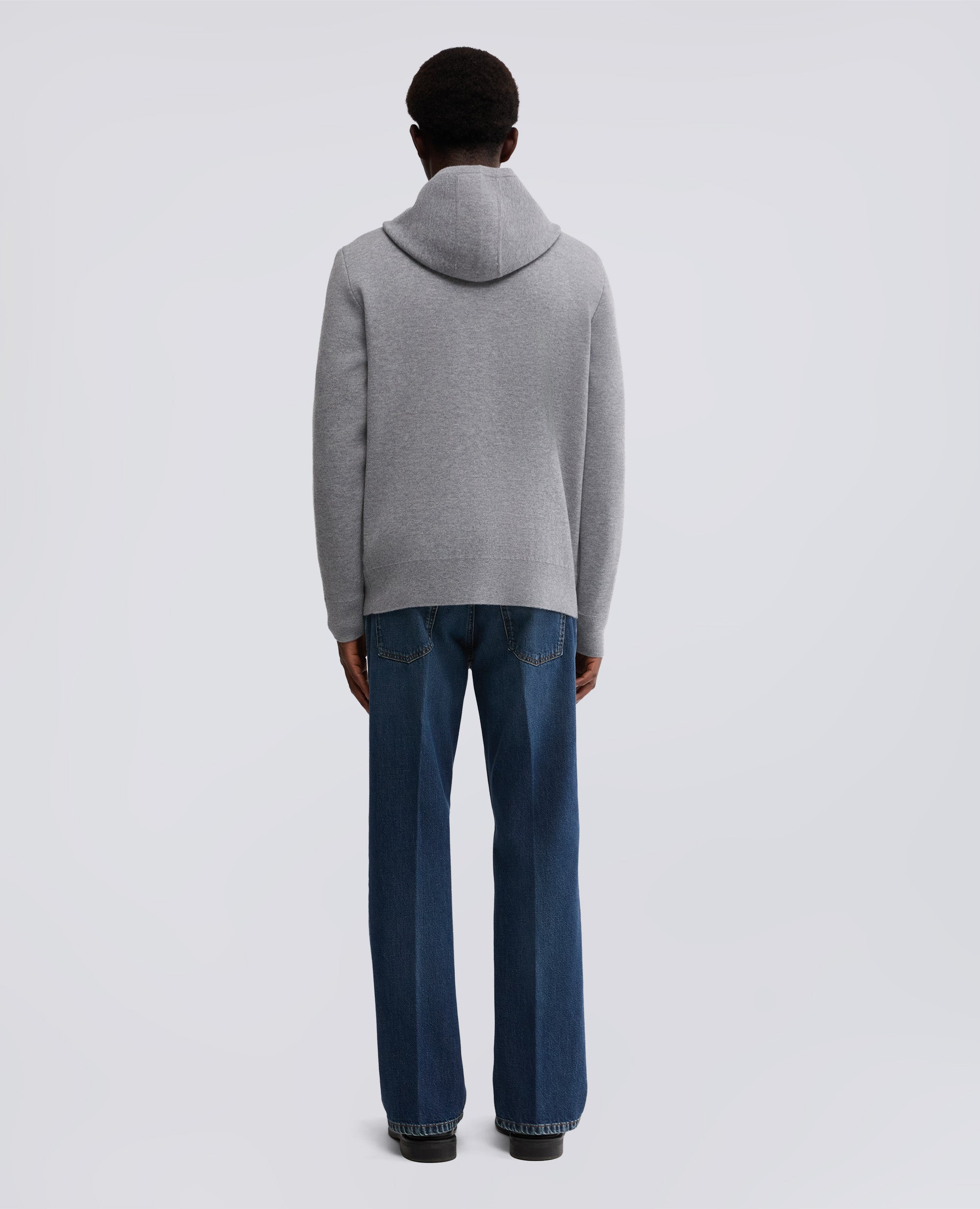 MAGLIA CON CAPPUCCIO IN LANA E COTONE-GRIGIO-GREY-GRIS-GRAU-GRIS