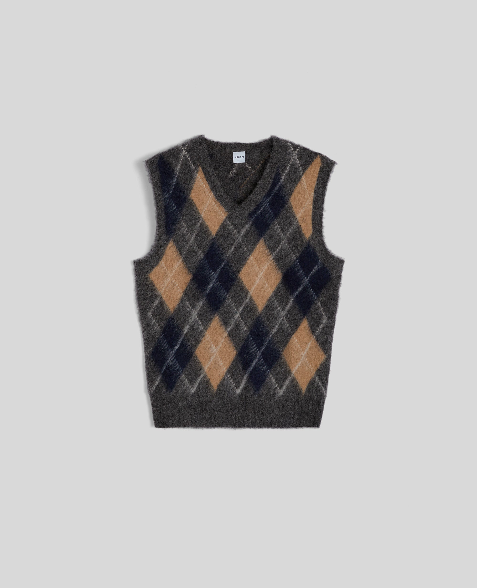 GILET IN LANA SHETLAND-GRIGIO-GREY-GRIS-GRAU-GRIS